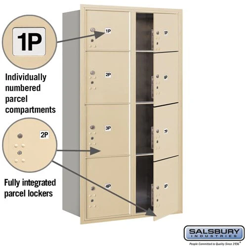 Maximum Height Recessed Mounted Parcel Locker with 8 Compartments - Sandstone Finish - Image 2