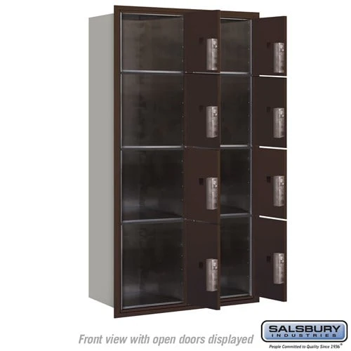 Maximum Height Recessed Mounted 4C Horizontal Parcel Locker with 8 Compartments - Bronze - Front Loading - Image 2