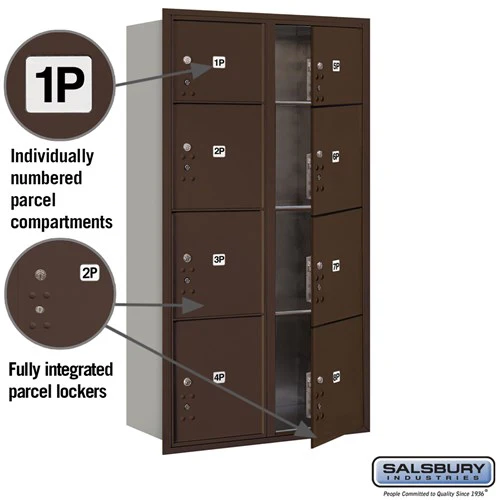 Maximum Height Recessed Mounted 4C Horizontal Parcel Locker with 8 Compartments in Bronze with USPS Access - Image 2