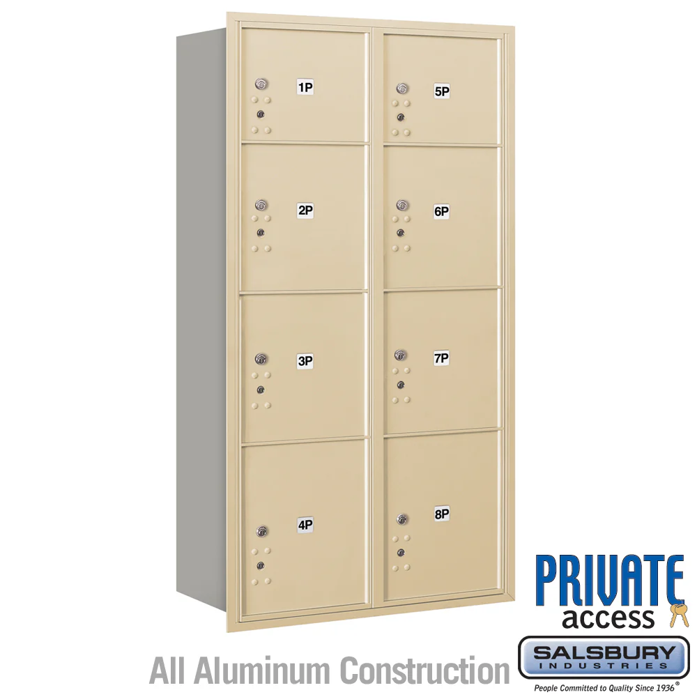 Maximum Height Recessed Mounted 4C Horizontal Parcel Locker with 3 Parcel Lockers - Sandstone - Rear Loading - Image 3