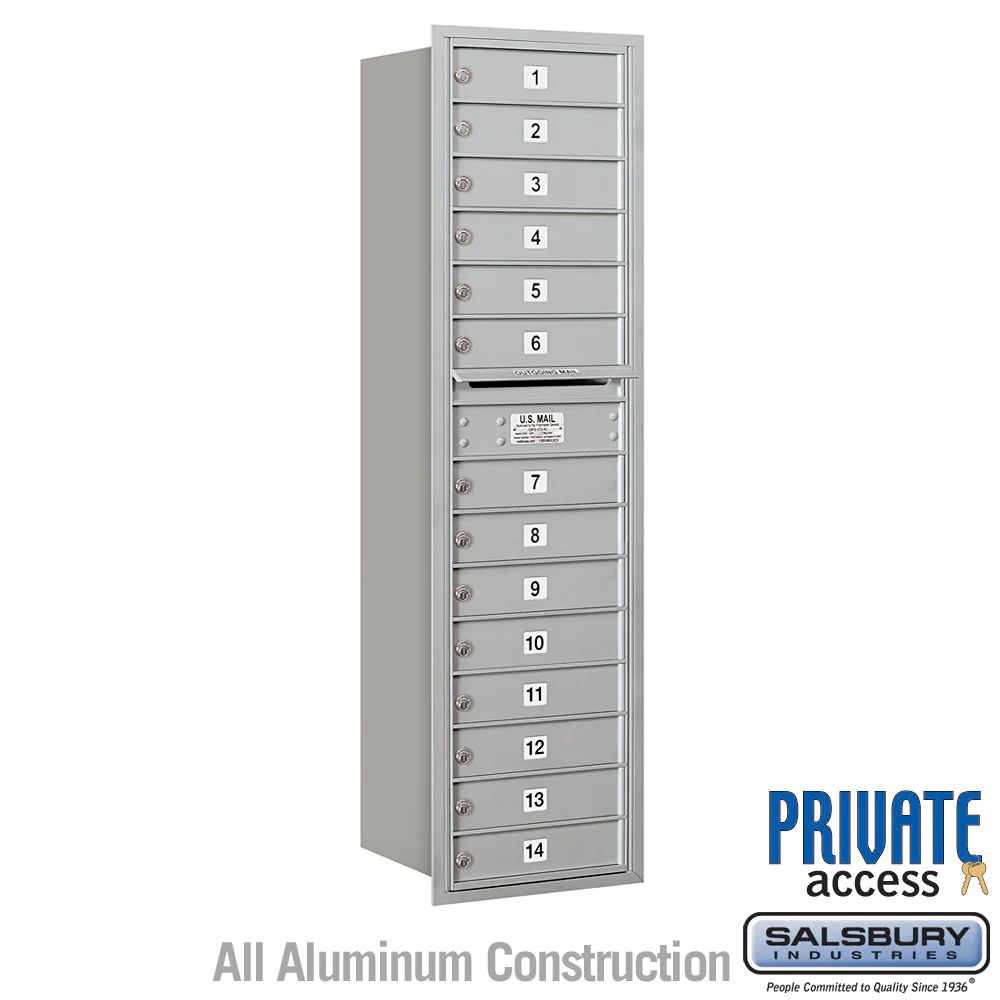 Maximum Height Recessed Mounted Mailbox with 14 Doors - Rear Loading