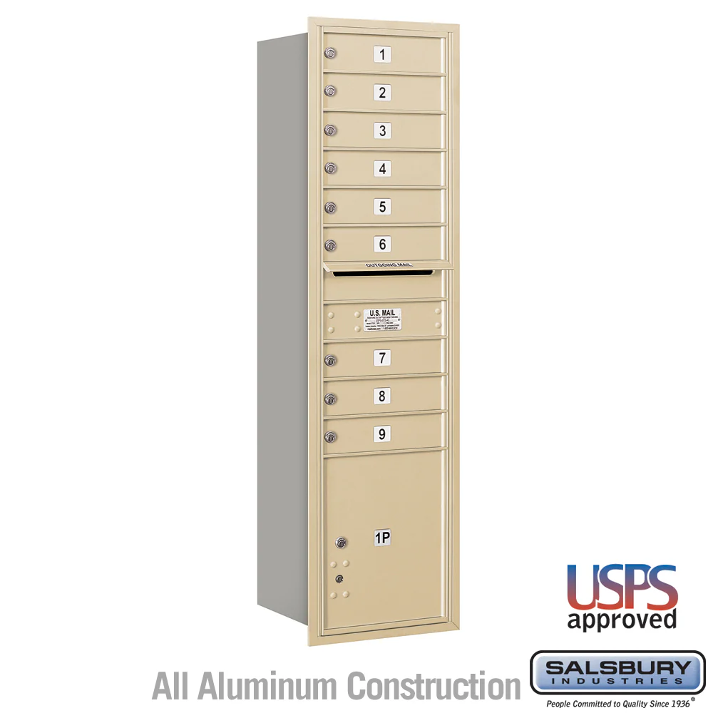 Maximum Height Recessed Mounted Mailbox with 9 Doors and Parcel Locker
