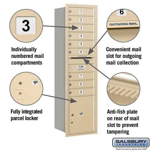 Maximum Height Recessed Mounted Mailbox with 9 Doors and Parcel Locker - Image 2