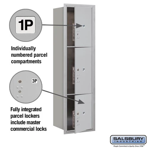 Maximum Height Recessed Mounted Parcel Locker with 3 Compartments - Front Loading - Image 2