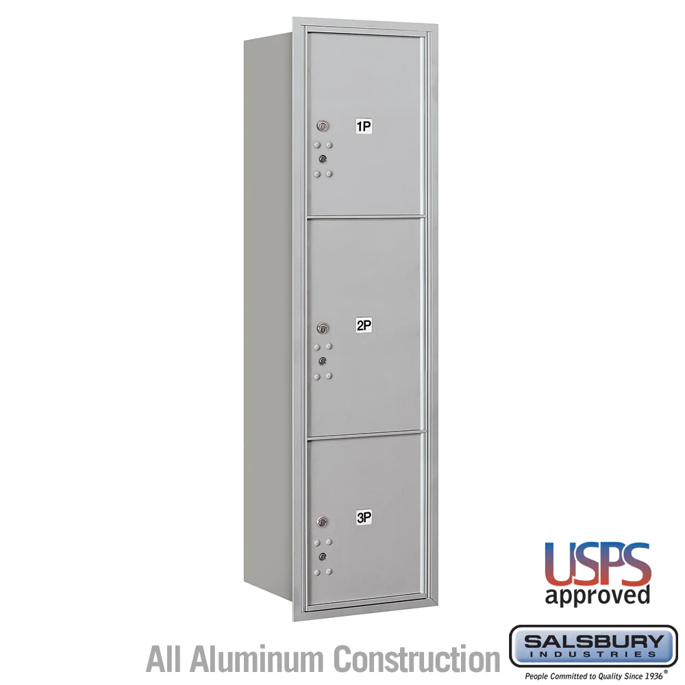 Maximum Height Recessed Mounted Parcel Locker with 3 Compartments - Rear Loading