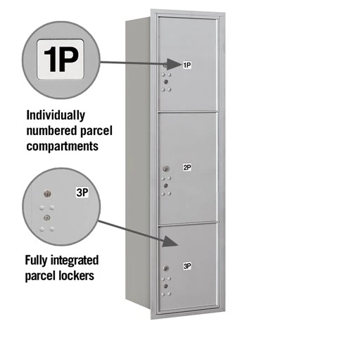 Maximum Height Recessed Mounted Parcel Locker with 3 Compartments - Rear Loading - Image 2