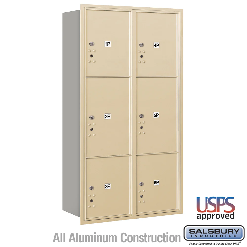 Maximum Height Recessed Mounted Parcel Locker with 6 Compartments and USPS Access