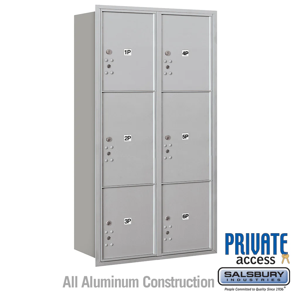 Maximum Height Recessed Mounted Parcel Locker with 6 Compartments - Rear Loading