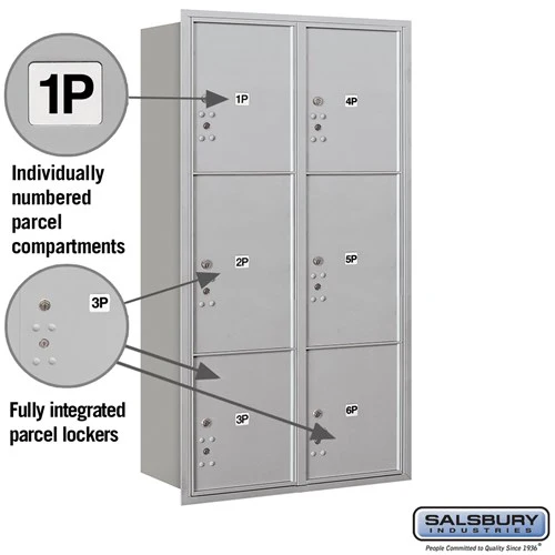 Maximum Height Recessed Mounted Parcel Locker with 6 Compartments - Rear Loading - Image 2