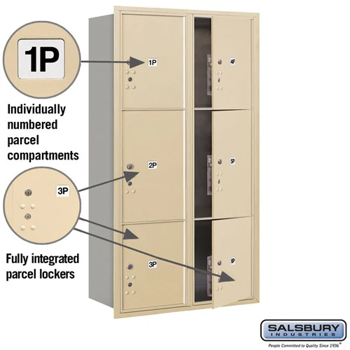 Maximum Height Recessed Mounted Parcel Locker with 6 Compartments - Sandstone - USPS Approved - Image 2