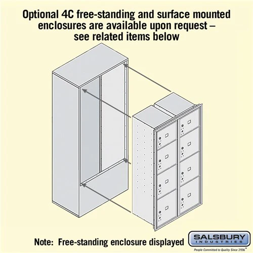 Maximum Height Recessed Mounted Parcel Locker with 8 Compartments - Black, Front Loading - Image 3