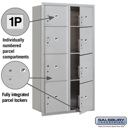 Maximum Height Recessed Mounted Parcel Locker with 8 Compartments - Front Loading - Image 6