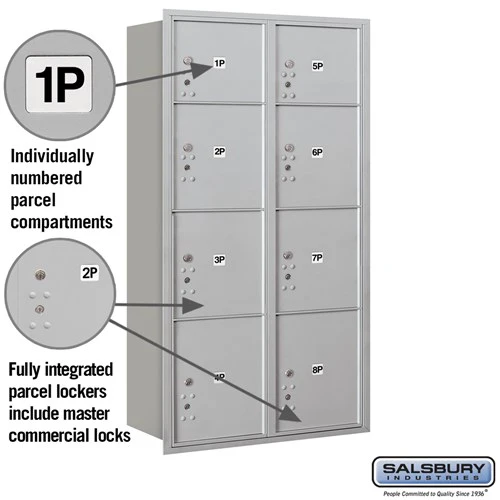 Maximum Height Recessed Mounted Parcel Locker with 8 Compartments - Rear Loading - Image 2