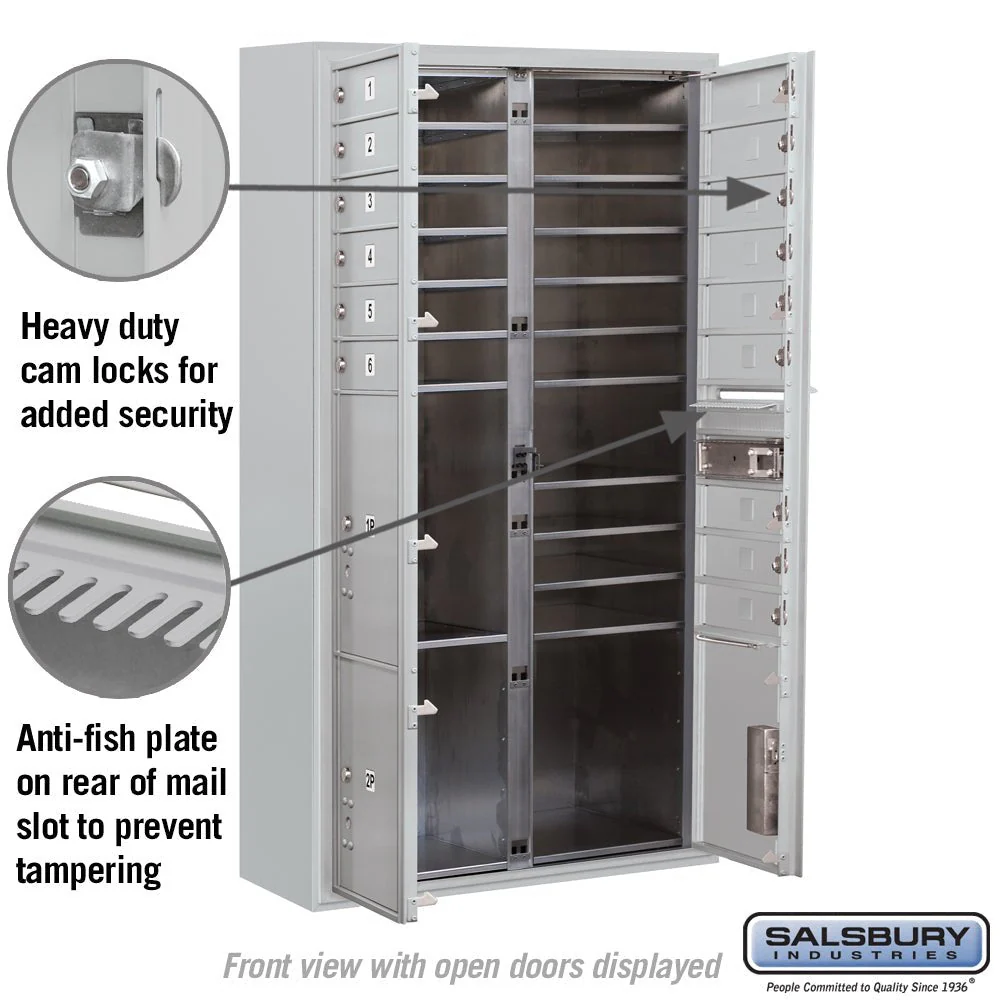 Maximum Height Surface Mounted 4C Horizontal Mailbox with 15 Doors and 3 Parcel Lockers - Image 3