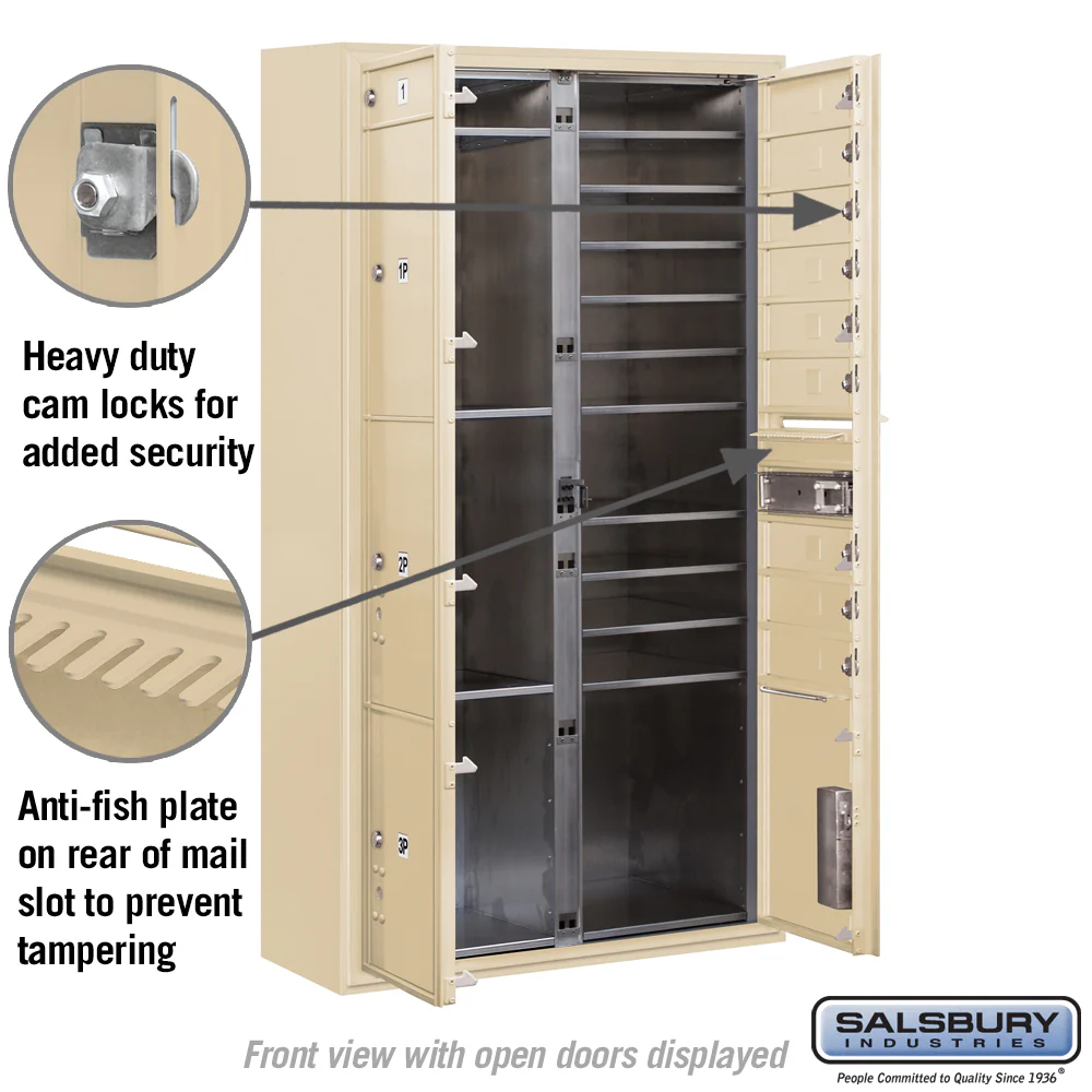 Maximum Height Surface Mounted 4C Horizontal Mailbox with 15 Doors and 3 Parcel Lockers - Image 7