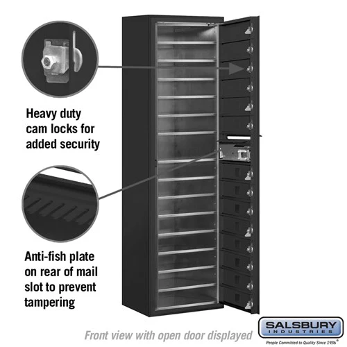 Maximum Height Surface Mounted 4C Horizontal Mailbox with 14 Doors in Black with Private Access - Image 3