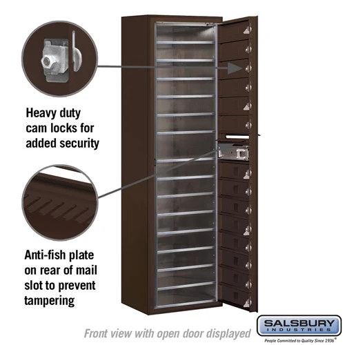 Maximum Height Surface Mounted 4C Horizontal Mailbox with 14 Doors in Bronze with Private Access - Image 3