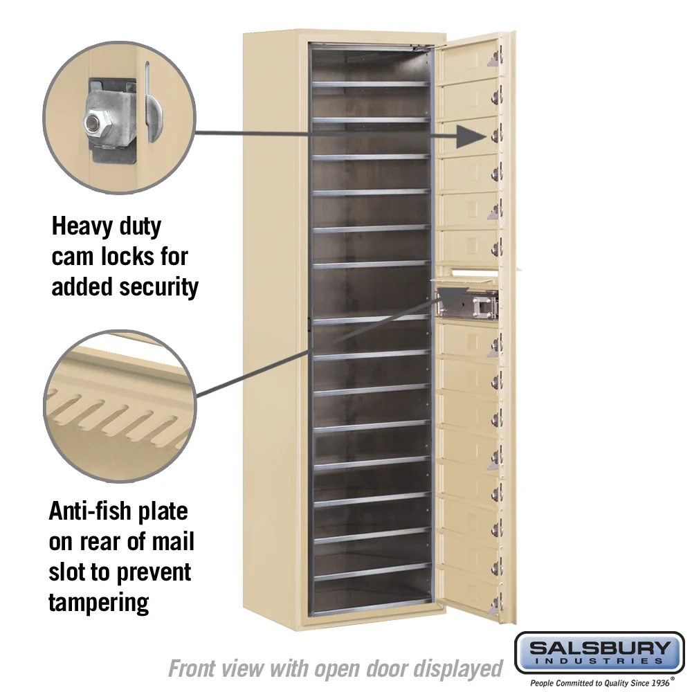 Maximum Height Surface Mounted 4C Horizontal Mailbox with 14 Doors in Sandstone with Private Access - Image 3