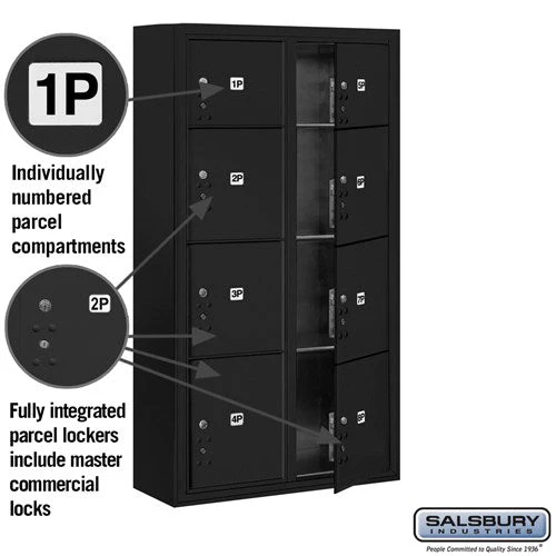 Maximum Height Surface Mounted Parcel Locker with 8 Compartments in Black - Image 2