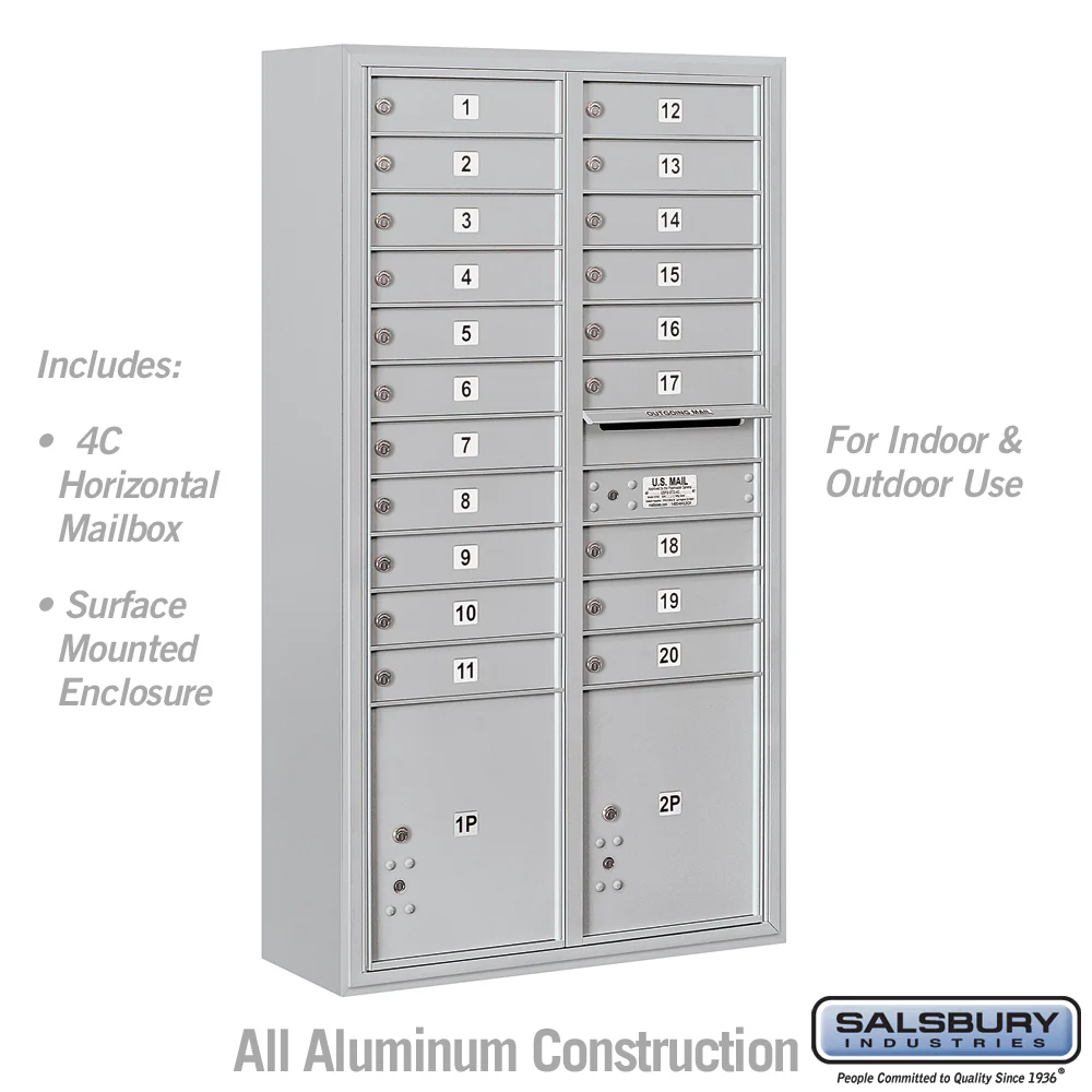 Maximum Height Surface Mounted 4C Horizontal Mailbox with 20 Doors and 2 Parcel Lockers - Image 5