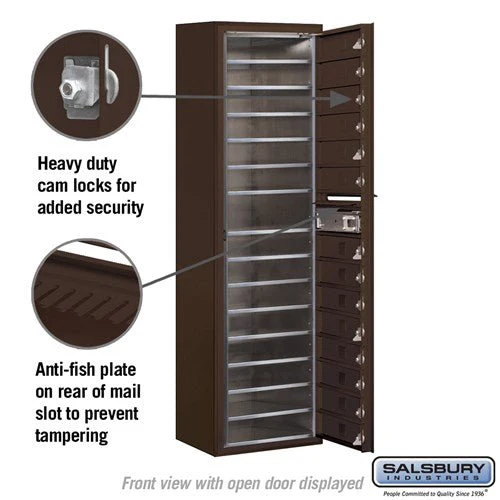 Maximum Height Surface Mounted 4C Horizontal Mailbox with 14 Doors in Bronze with Private Access - Image 3