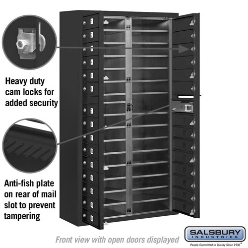 Maximum Height Surface Mounted 4C Horizontal Mailbox with 29 Doors in Black with Private Access - Image 3