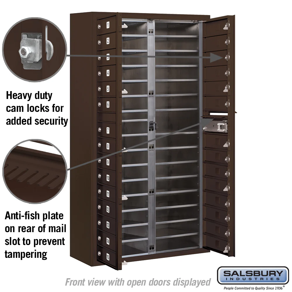 Maximum Height Surface Mounted 4C Horizontal Mailbox with 29 Doors in Bronze with Private Access - Image 3