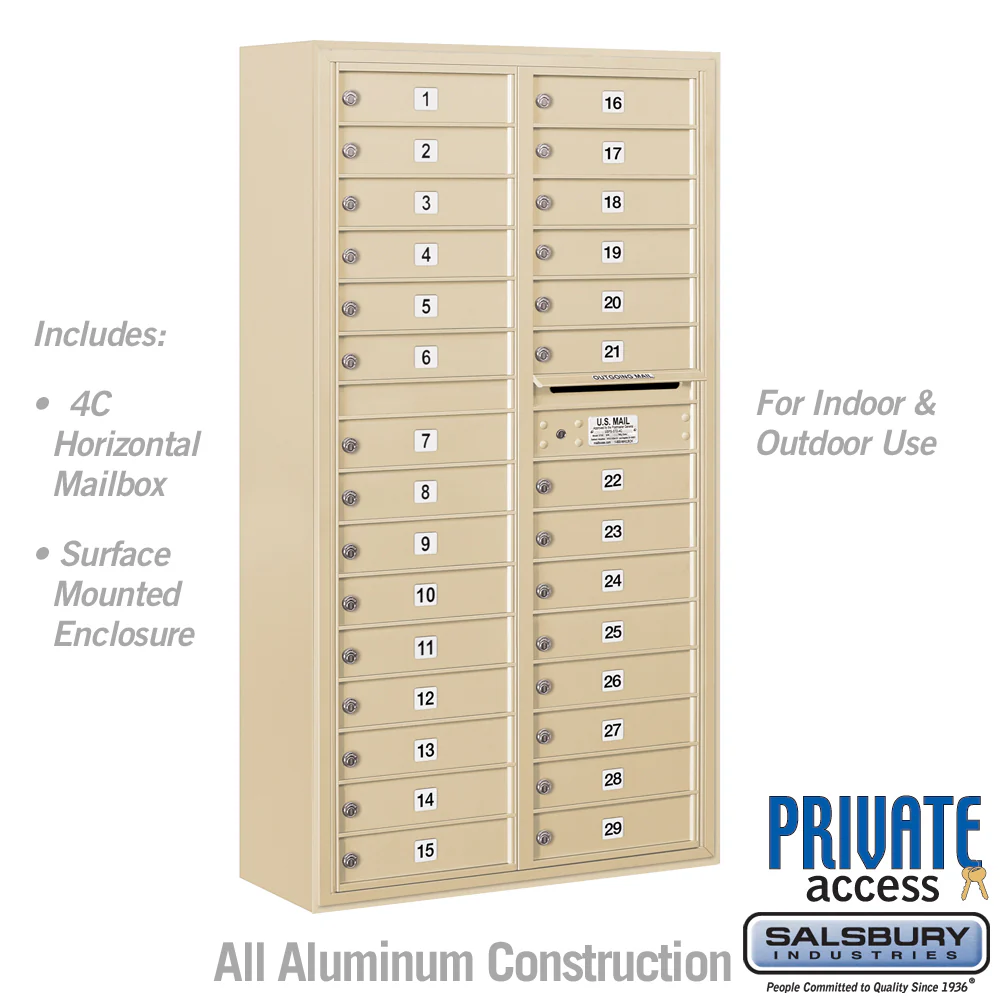 Maximum Height Surface Mounted 4C Horizontal Mailbox with 29 Doors in Aluminum - Image 5