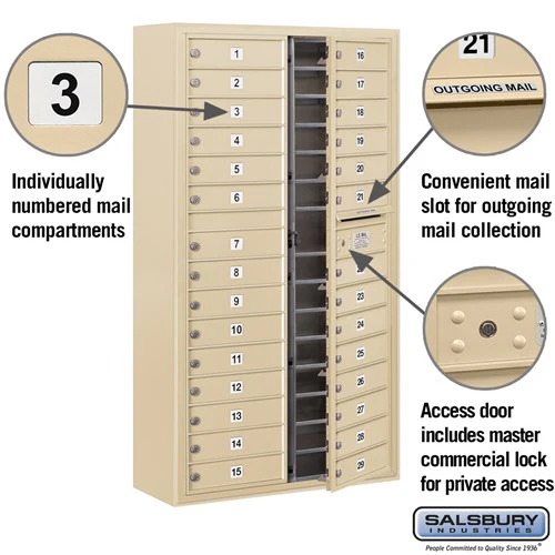 Maximum Height Surface Mounted 4C Horizontal Mailbox with 29 Doors in Aluminum - Image 6