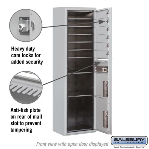 Maximum Height Surface Mounted 4C Horizontal Mailbox with 6 Doors and 2 Parcel Lockers in Aluminum with USPS Access - Image 3