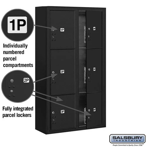 Maximum Height Surface Mounted 4C Horizontal Parcel Locker with 6 Compartments in Black - Image 2