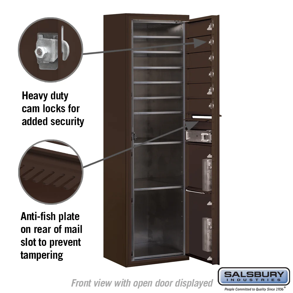 Maximum Height Surface Mounted 4C Horizontal Mailbox with 6 Doors and 2 Parcel Lockers in Bronze - Image 3