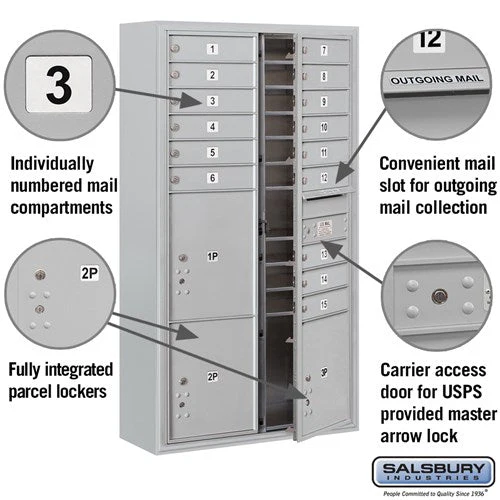 Maximum Height Surface Mounted 4C Horizontal Mailbox with Parcel Lockers - Image 2