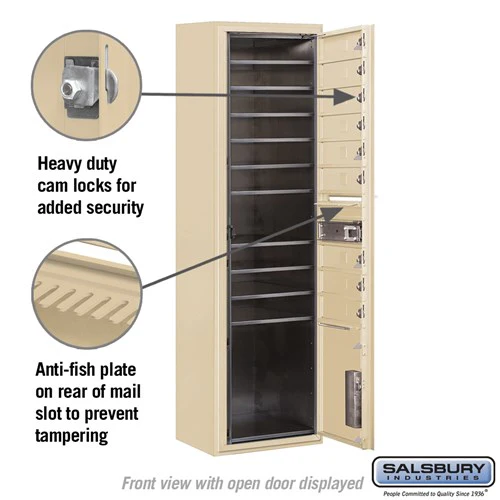 Maximum Height Surface Mounted 4C Horizontal Mailbox with 9 Doors and Parcel Locker in Sandstone - Image 3