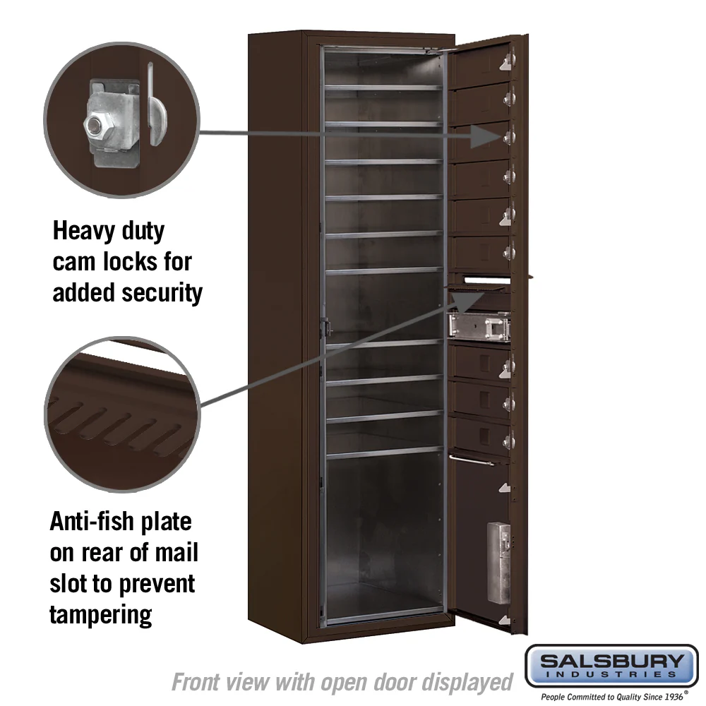Maximum Height Surface Mounted 4C Horizontal Mailbox with Parcel Locker in Bronze - Image 3