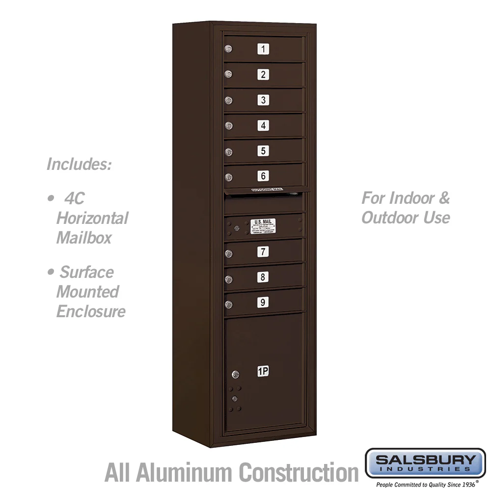 Maximum Height Surface Mounted 4C Horizontal Parcel Locker with 8 Compartments in Bronze - Image 4