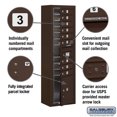 Maximum Height Surface Mounted 4C Horizontal Parcel Locker with 8 Compartments in Bronze - Image 5