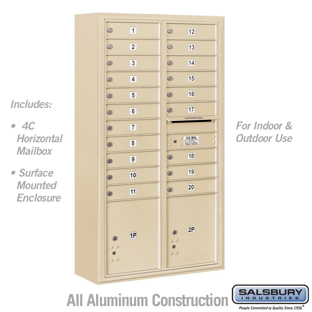 Maximum Height Surface Mounted 4C Horizontal Parcel Locker with 8 Parcel Lockers in Black with USPS Access - Image 4