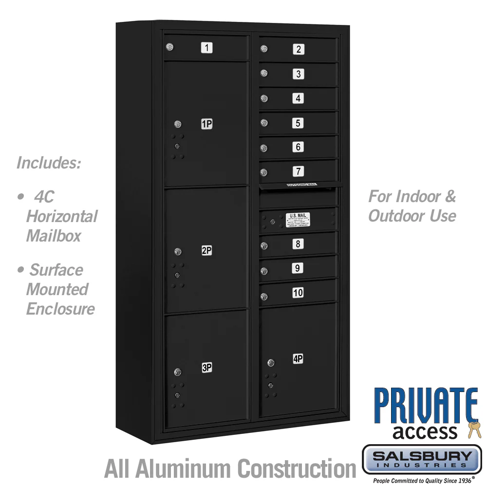 Maximum Height Surface Mounted 4C Horizontal Mailbox with 20 Doors and 2 Parcel Lockers in Black - Image 5