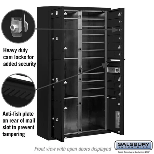 Maximum Height Surface Mounted 4C Horizontal Mailbox with 20 Doors and 2 Parcel Lockers in Black - Image 7