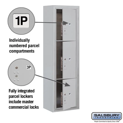 Maximum Height Surface Mounted 4C Horizontal Parcel Locker with 3 Parcel Lockers in Aluminum - Image 2