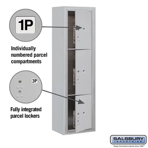 Maximum Height Surface Mounted 4C Horizontal Parcel Locker with 3 Parcel Lockers in Aluminum with USPS Access - Image 2