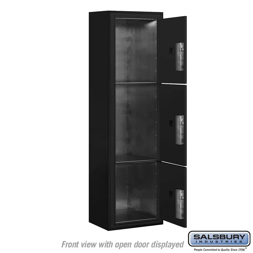 Maximum Height Surface Mounted 4C Horizontal Parcel Locker with 3 Parcel Lockers in Black with USPS Access - Image 2
