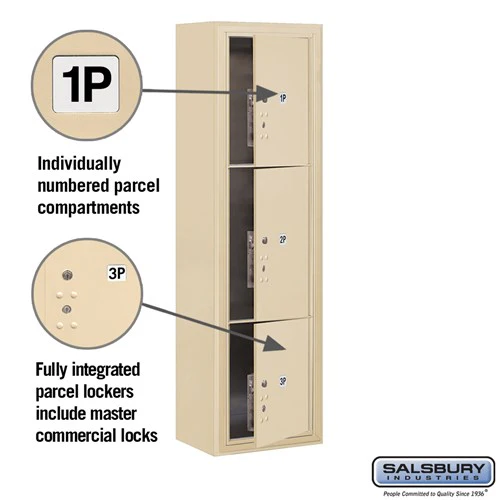 Maximum Height Surface Mounted 4C Horizontal Parcel Locker with 3 Parcel Lockers in Sandstone with Private Access - Image 2