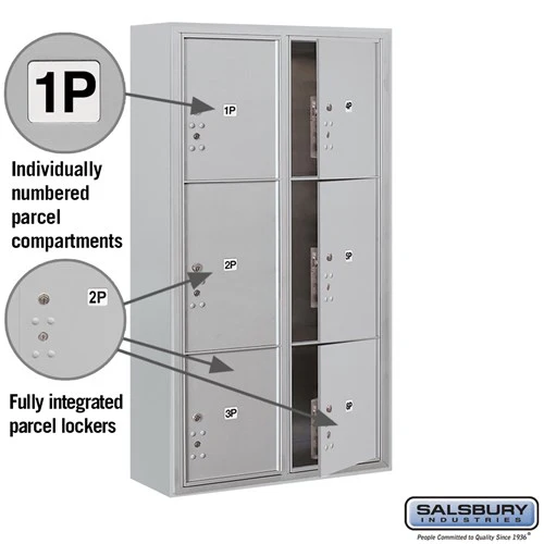 Maximum Height Surface Mounted 4C Horizontal Parcel Locker with 6 Parcel Lockers in Aluminum with Private Access - Image 2