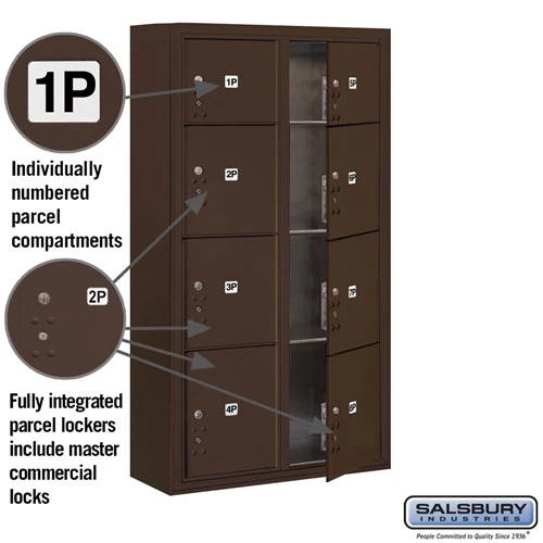 Maximum Height Surface Mounted 4C Horizontal Parcel Locker with 8 Compartments in Bronze - Image 2