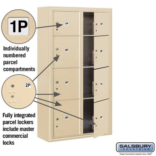Maximum Height Surface Mounted 4C Horizontal Parcel Locker with 8 Compartments in Sandstone - Image 2