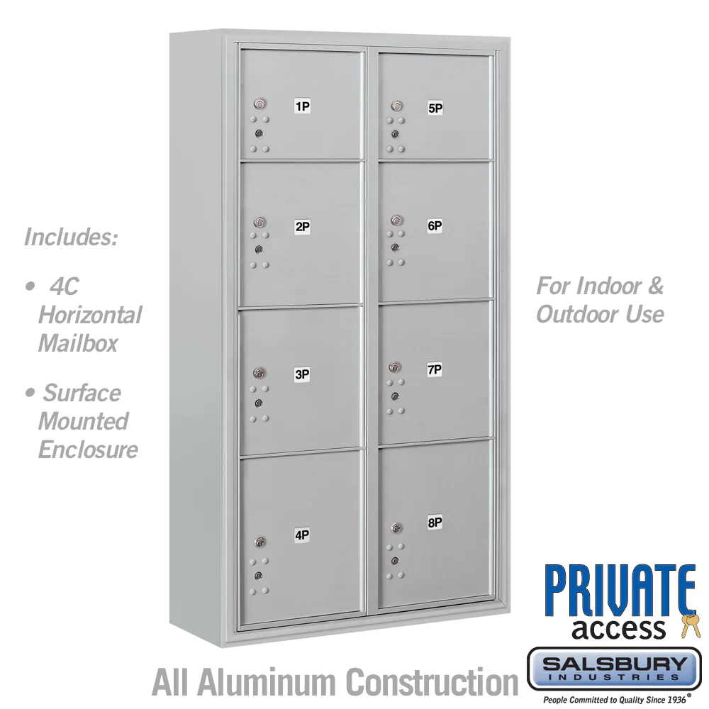 Maximum Height Surface Mounted 4C Horizontal Parcel Locker with 3 Parcel Lockers in Aluminum - Image 4