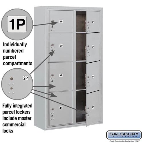 Maximum Height Surface Mounted 4C Horizontal Parcel Locker with 3 Parcel Lockers in Aluminum - Image 5