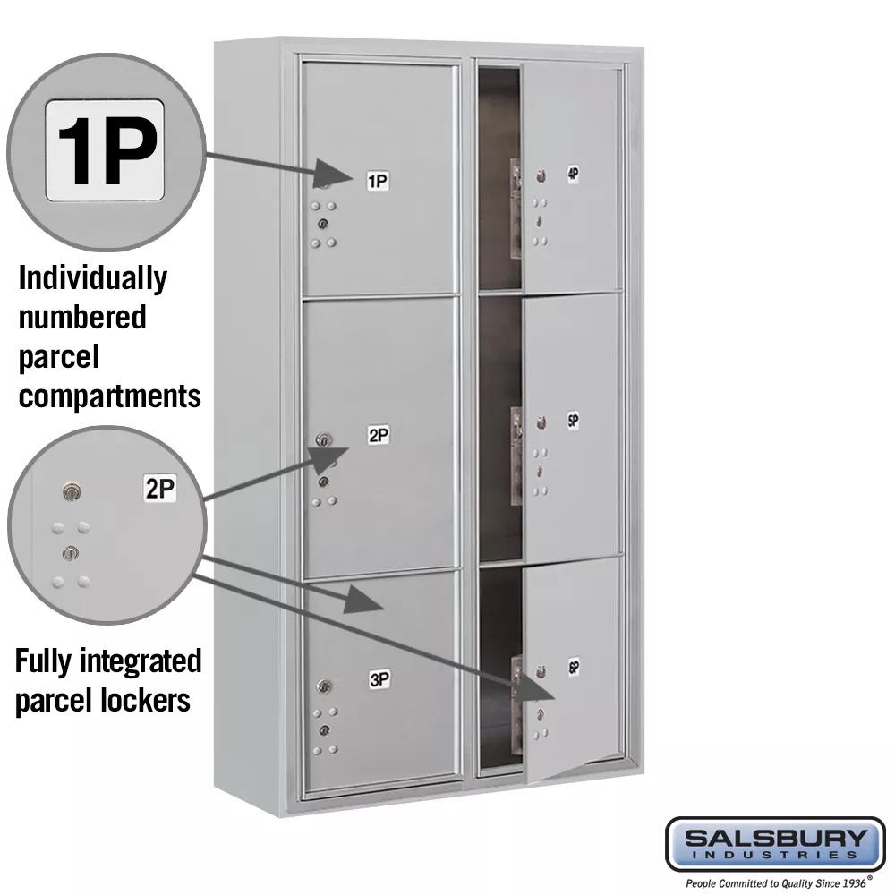 Maximum Height Surface Mounted Parcel Locker with 6 Compartments in Bronze - Image 6